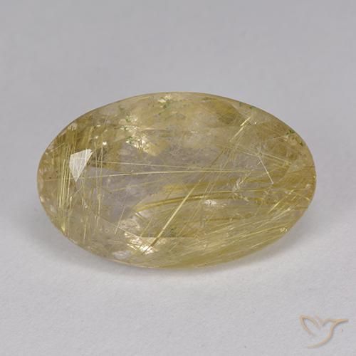 9.05ct Natural Castanho Dourado Muito Claro Quartzo Rutilo, oval, Transparente
