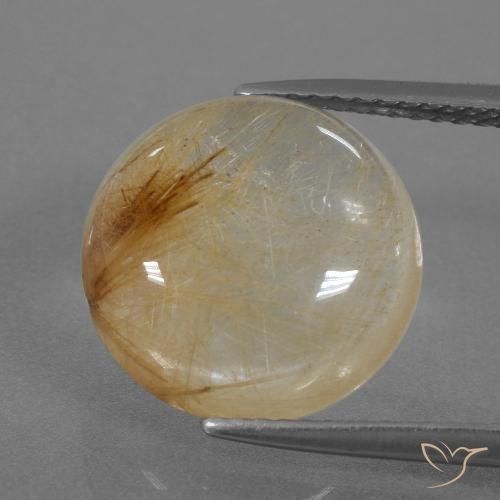 7.04ct Natural Castanho Dourado Muito Claro Quartzo Rutilo, Redondo, Transparente