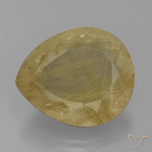 18.19ct Natural Luz amarela Quartzo Rutilo, Formato de pêra, Transparente