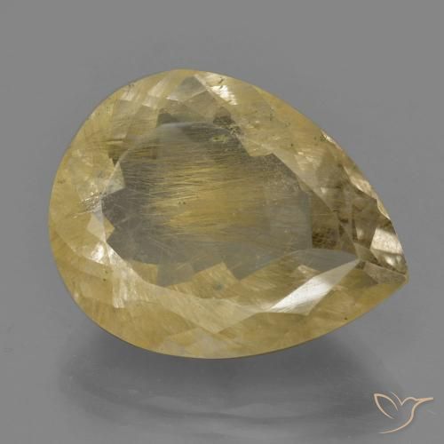 24.15ct Natural amarelo quente Quartzo Rutilo, Formato de pêra, Transparente