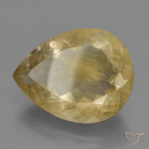 Quartzo Rutilo amarelo quente Natural 24.15ct, Formato de pêra, Transparente