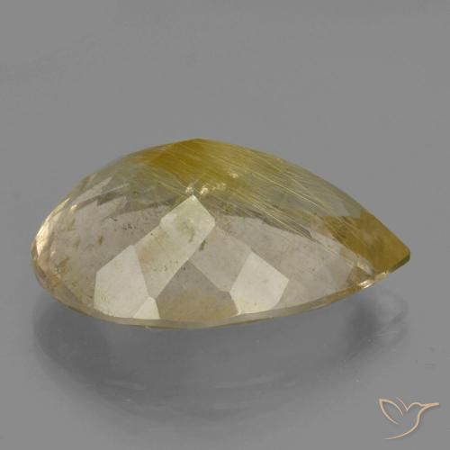 Quartzo Rutilo amarelo quente Natural 24.15ct, Formato de pêra, Transparente