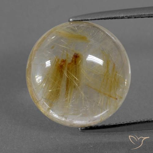 7.25ct Natural Castanho Dourado Muito Claro Quartzo Rutilo, Redondo, Transparente