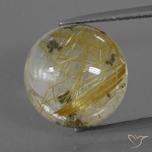 8.90ct Natural Castanho Dourado Muito Claro Quartzo Rutilo, Redondo, Transparente