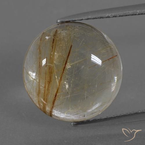 7.22ct Natural Castanho Dourado Muito Claro Quartzo Rutilo, Redondo, Transparente
