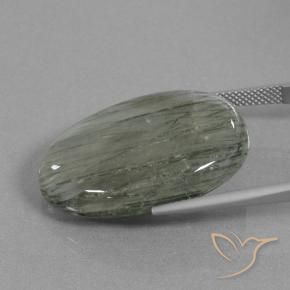 Quartzo Rutilo cinza médio Natural 31.28ct, oval, Translúcido