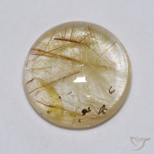 7.49ct Natural Castanho Dourado Muito Claro Quartzo Rutilo, Redondo, Transparente