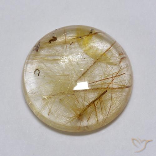 Quartzo Rutilo Castanho Dourado Muito Claro Natural 7.49ct, Redondo, Transparente