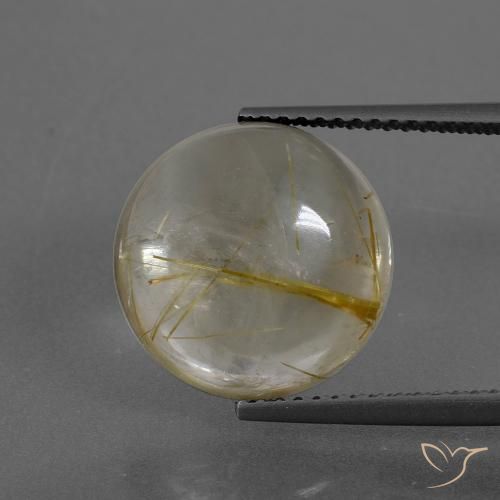 7.50ct Natural Castanho Dourado Muito Claro Quartzo Rutilo, Redondo, Transparente