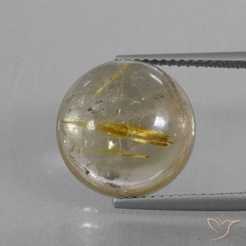 8.48ct Natural Castanho Dourado Muito Claro Quartzo Rutilo, Redondo, Transparente