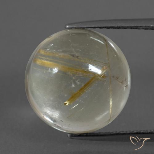 8.60ct Natural Castanho Dourado Muito Claro Quartzo Rutilo, Redondo, Transparente