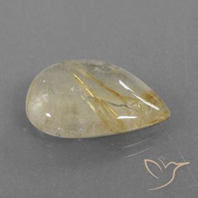 Quartzo Rutilo Castanho Dourado Muito Claro Natural 13.55ct, Formato de pêra, Transparente
