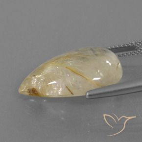 Quartzo Rutilo Castanho Dourado Muito Claro Natural 13.55ct, Formato de pêra, Transparente