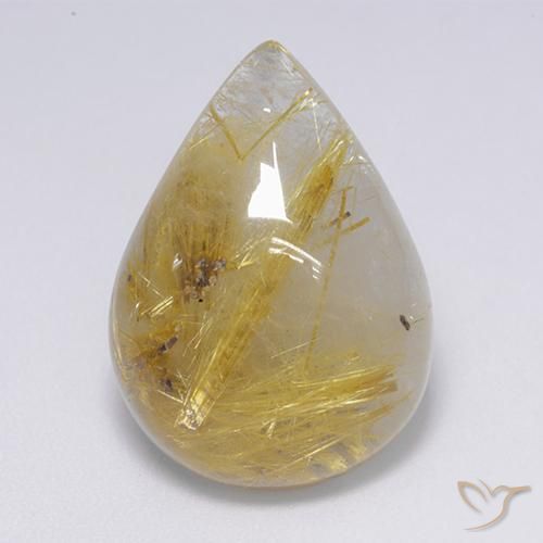 16.01ct Natural ouro médio Quartzo Rutilo, Formato de pêra, Translúcido