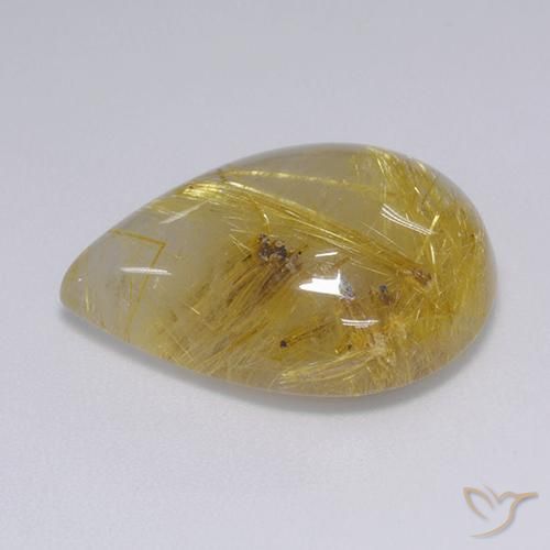 Quartzo Rutilo ouro médio Natural 16.01ct, Formato de pêra, Translúcido