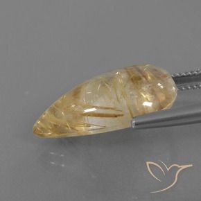 Quartzo Rutilo Castanho Dourado Muito Claro Natural 14.70ct, Formato de pêra, Transparente