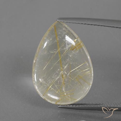 12.47ct Natural Amarelo Toscana Quartzo Rutilo, Formato de pêra, Transparente
