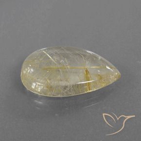 Quartzo Rutilo Amarelo Toscana Natural 12.47ct, Formato de pêra, Transparente