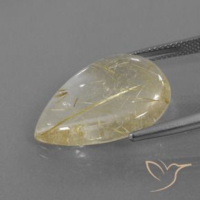 Quartzo Rutilo Amarelo Toscana Natural 12.47ct, Formato de pêra, Transparente