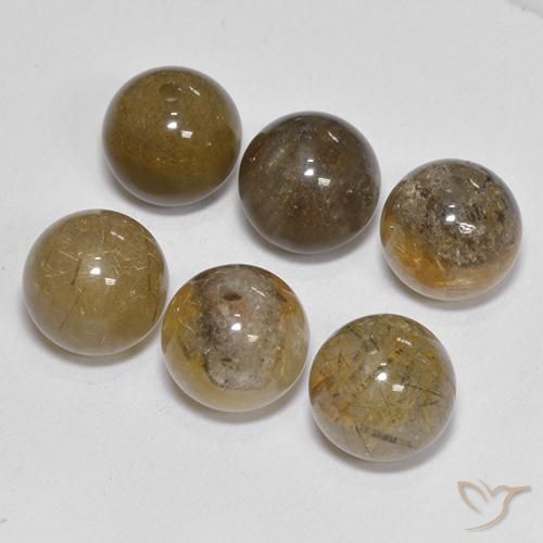 Pedras preciosas de Quartzo Rutilo Castanho médio natural de 21.41 ct, Esfera / Bola, Translúcido