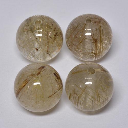 Pedras preciosas de quartzo rutilado dourado natural de 28,45 ct, esfera / bola, transparente