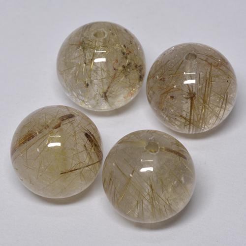 Pedras preciosas de quartzo rutilado dourado natural de 28,45 ct, esfera / bola, transparente