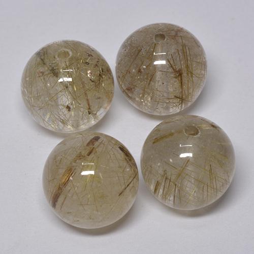 Pedras preciosas de quartzo rutilado dourado natural de 28,45 ct, esfera / bola, transparente