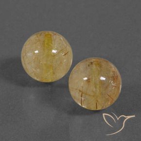 Pedras preciosas de Quartzo Rutilo Marrom alaranjado natural de 14.10 ct, Esfera / Bola, Transparente