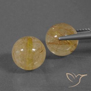 Pedras preciosas de Quartzo Rutilo Marrom alaranjado natural de 14.10 ct, Esfera / Bola, Transparente