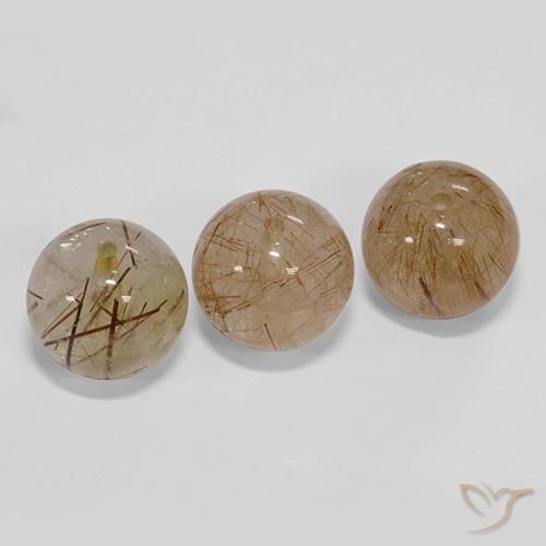 Pedras preciosas de Quartzo Rutilo Castanho muito claro natural de 25.54 ct, Esfera / Bola, Transparente