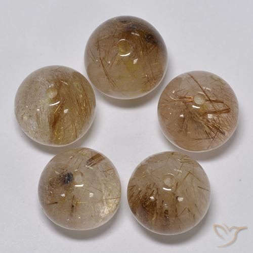 Pedras preciosas de Quartzo Rutilo Marrom Dourado Claro natural de 25.32 ct, Esfera / Bola, Transparente