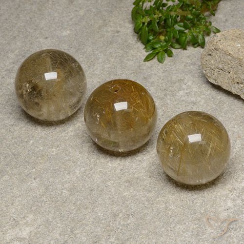 55.78ctw Natural Castanho Dourado Muito Claro Quartzo Rutilo, Esfera / Bola, Transparente