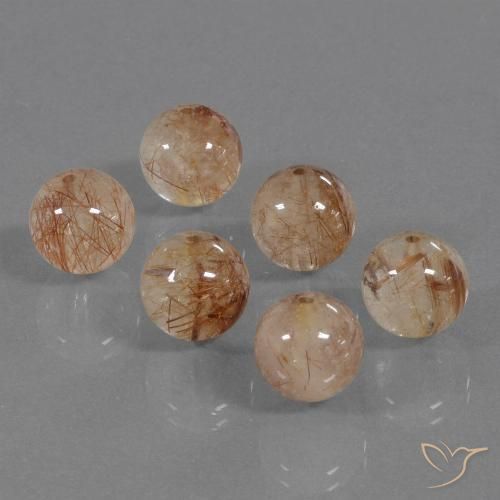 33.23ctw Natural Pêssego Dourado Quartzo Rutilo, Esfera / Bola, Transparente
