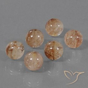 Pedras preciosas de Quartzo Rutilo Pêssego Dourado natural de 33.23 ct, Esfera / Bola, Transparente