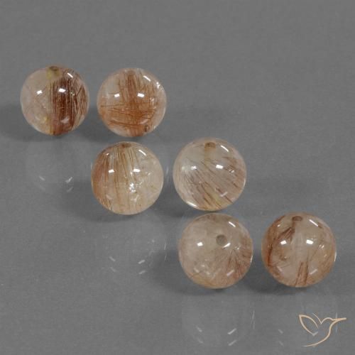 30.93ctw Natural pêssego médio Quartzo Rutilo, Esfera / Bola, Transparente