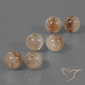 Pedras preciosas de Quartzo Rutilo pêssego médio natural de 30.93 ct, Esfera / Bola, Transparente