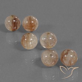 Pedras preciosas de Quartzo Rutilo pêssego médio natural de 30.93 ct, Esfera / Bola, Transparente