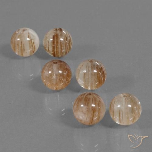 33.37ctw Natural Claro e Ouro-Bronze Quartzo Rutilo, Esfera / Bola, Transparente