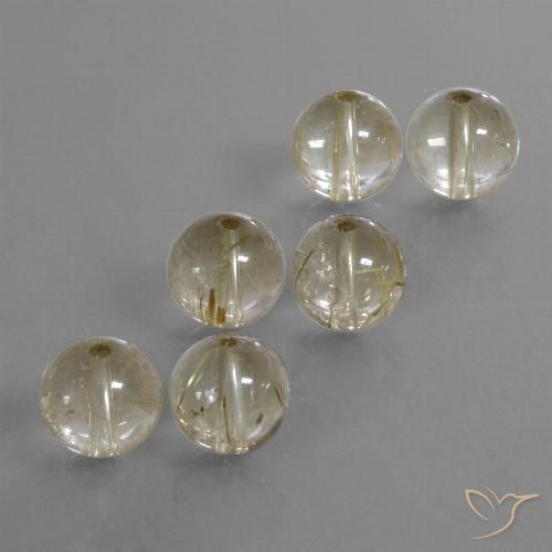 Pedras preciosas de quartzo rutilado branco natural de 35,88 ct, esfera / bola, transparente