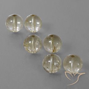 Pedras preciosas de quartzo rutilado branco natural de 35,88 ct, esfera / bola, transparente