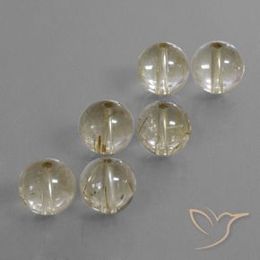 Pedras preciosas de quartzo rutilado branco natural de 35,88 ct, esfera / bola, transparente
