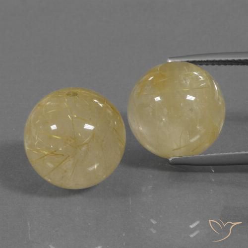 35.82ctw Natural amarelo quente Quartzo Rutilo, Esfera / Bola, Transparente