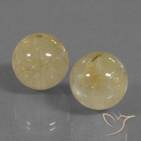 Pedras preciosas de Quartzo Rutilo amarelo quente natural de 35.82 ct, Esfera / Bola, Transparente