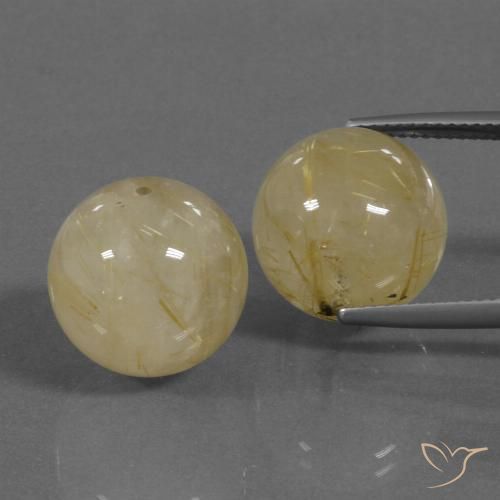 35.25ctw Natural amarelo médio Quartzo Rutilo, Esfera / Bola, Transparente