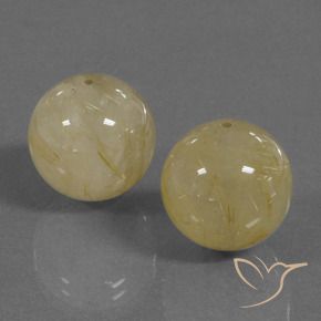 Pedras preciosas de Quartzo Rutilo amarelo médio natural de 35.25 ct, Esfera / Bola, Transparente