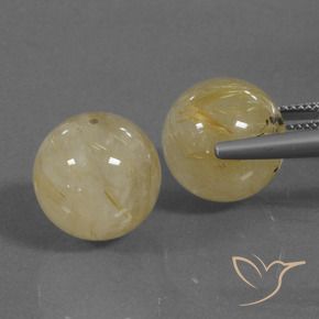 Pedras preciosas de Quartzo Rutilo amarelo médio natural de 35.25 ct, Esfera / Bola, Transparente