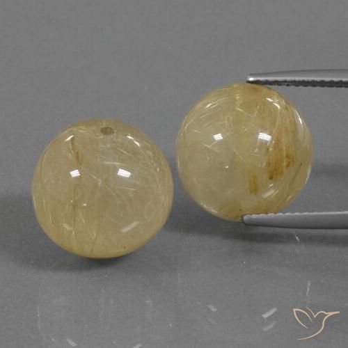 33.97ctw Natural Amarelo Terroso Quartzo Rutilo, Esfera / Bola, Transparente