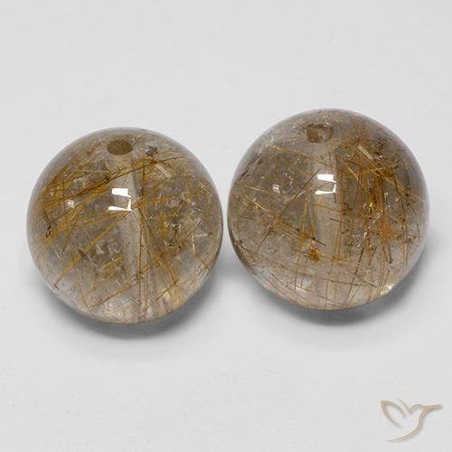 30.85ctw Natural Marrom Quente Quartzo Rutilo, Esfera / Bola, Transparente