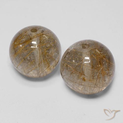 Pedras preciosas de Quartzo Rutilo Marrom Quente natural de 30.85 ct, Esfera / Bola, Transparente