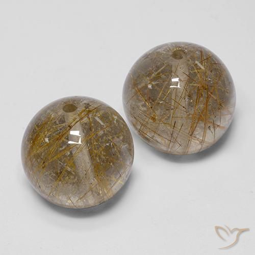 Pedras preciosas de Quartzo Rutilo Marrom Quente natural de 30.85 ct, Esfera / Bola, Transparente